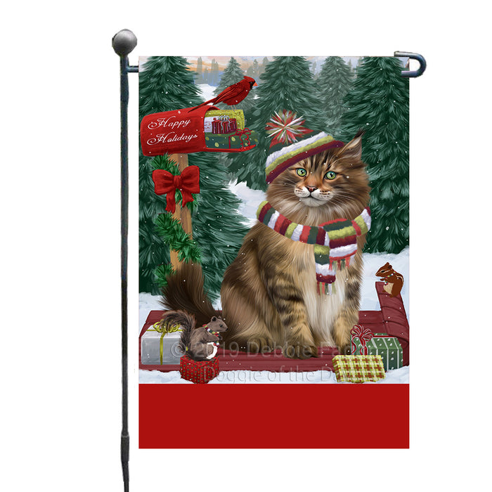 Personalized Merry Christmas Woodland Sled  Maine Coon Cat Custom Garden Flags GFLG-DOTD-A61624