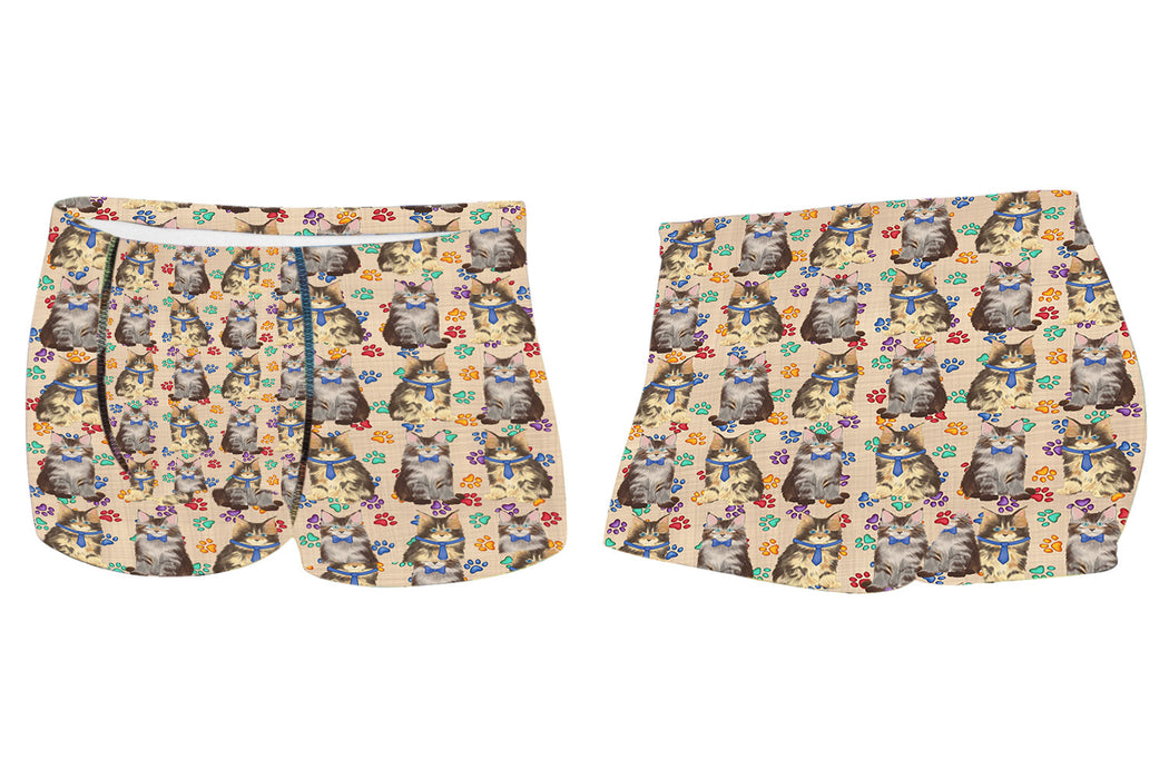 Rainbow Paw Print Maine Coon Cats BlueMen's All Over Print Boxer Briefs