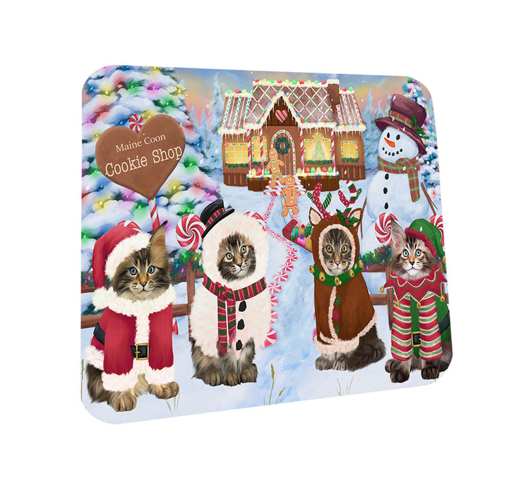 Holiday Gingerbread Cookie Shop Maine Coons Coasters Set of 4 CST56460