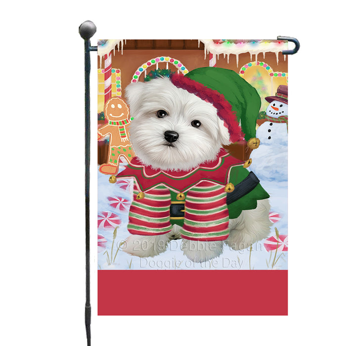 Personalized Gingerbread Candyfest Maltese Dog Custom Garden Flag GFLG64094