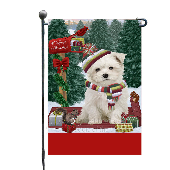 Personalized Merry Christmas Woodland Sled  Maltese Dog Custom Garden Flags GFLG-DOTD-A61629