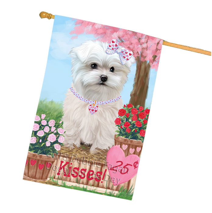 Rosie 25 Cent Kisses Maltese Dog House Flag FLG56651