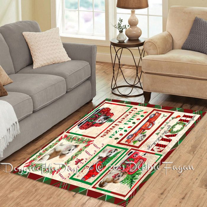 Welcome Home for Christmas Holidays Malti Tzu Dogs Polyester Living Room Carpet Area Rug ARUG65018