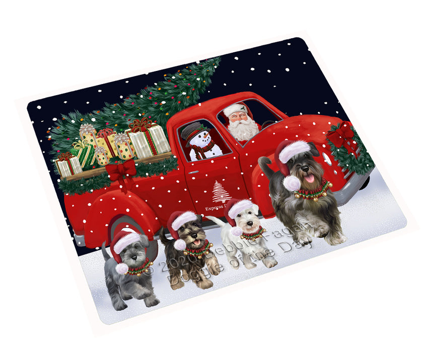Christmas Express Delivery Red Truck Running Schnauzer Dogs Cutting Board - Easy Grip Non-Slip Dishwasher Safe Chopping Board Vegetables C77830