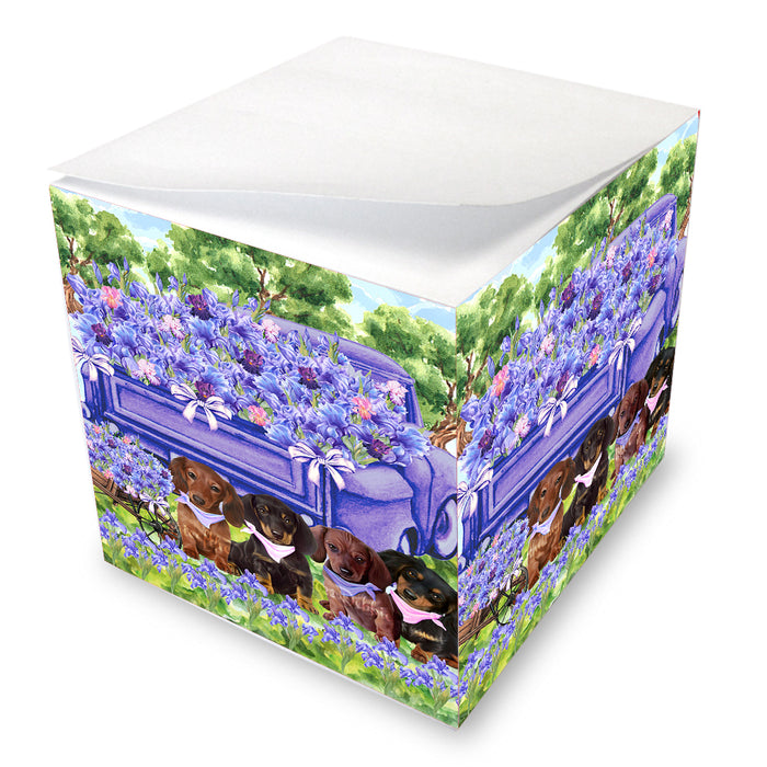 Iris Purple Truck Dachshund Dog Note Cube