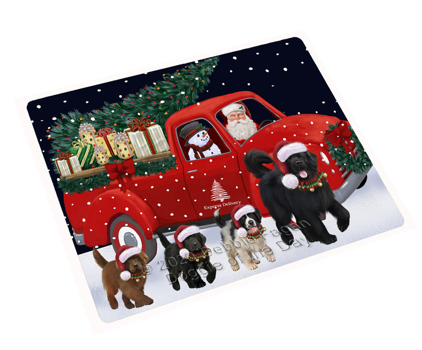 Christmas Express Delivery Red Truck Running Newfoundland Dogs Cutting Board - Easy Grip Non-Slip Dishwasher Safe Chopping Board Vegetables C77833