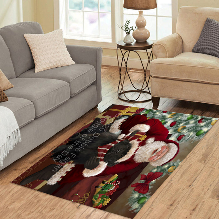 Santa's Christmas Surprise Newfoundland Dog Polyester Living Room Carpet Area Rug ARUG67650