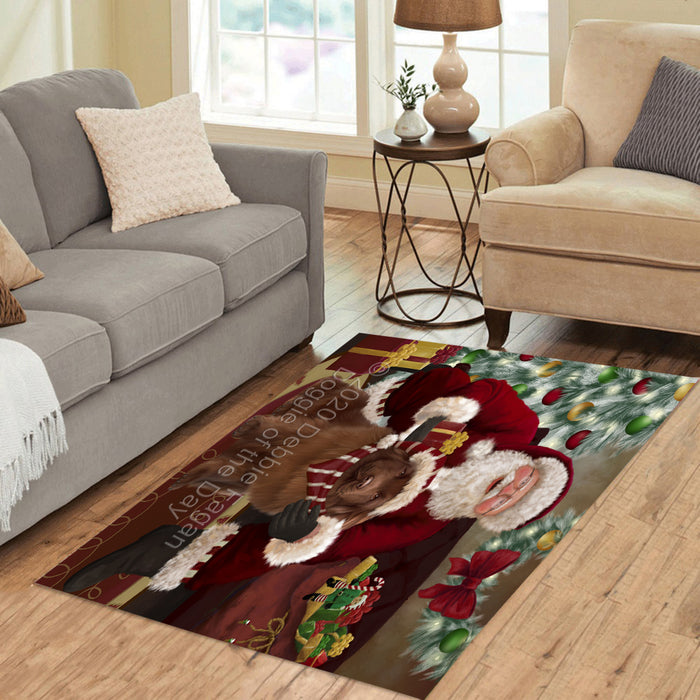 Santa's Christmas Surprise Newfoundland Dog Polyester Living Room Carpet Area Rug ARUG67657