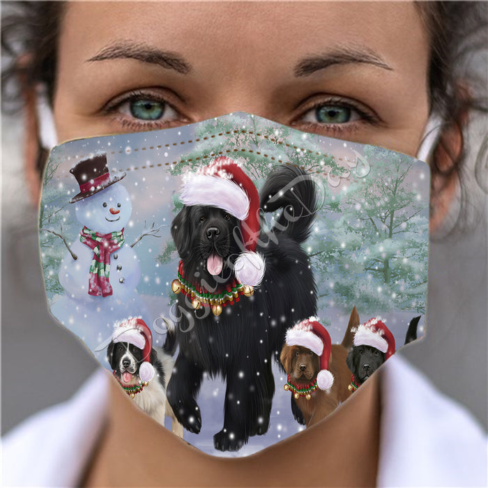 Christmas Running Fammily Newfoundland Dogs Face Mask FM48728