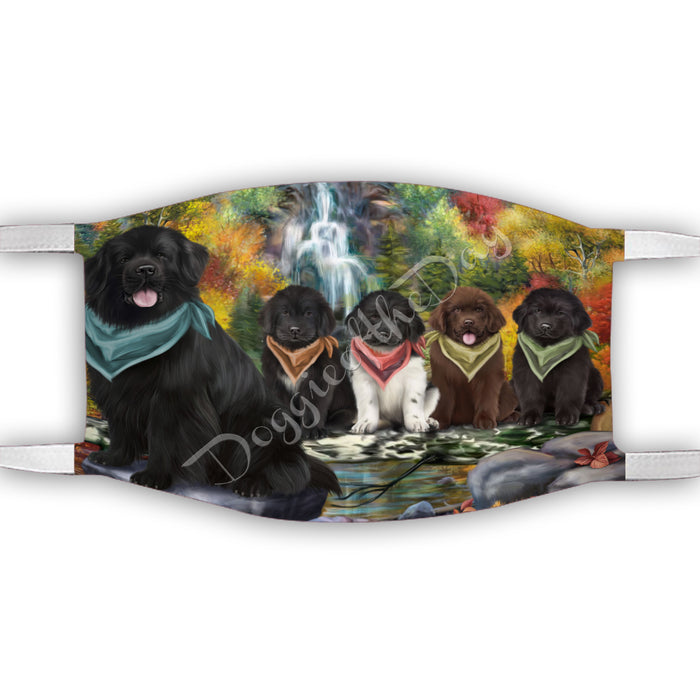 Scenic Waterfall Newfoundland Dogs Face Mask FM49318
