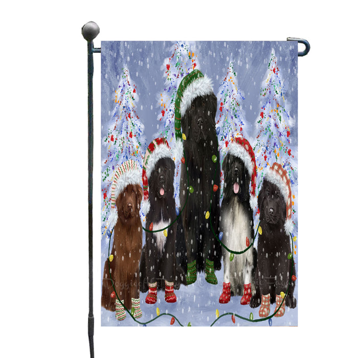 Christmas Lights and Newfoundland Dogs Garden Flags- Outdoor Double Sided Garden Yard Porch Lawn Spring Decorative Vertical Home Flags 12 1/2"w x 18"h