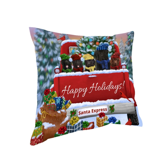 Christmas Red Truck Travlin Home for the Holidays Newfoundland Dogs Pillow with Top Quality High-Resolution Images - Ultra Soft Pet Pillows for Sleeping - Reversible & Comfort - Ideal Gift for Dog Lover - Cushion for Sofa Couch Bed - 100% Polyester