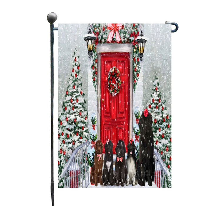 Christmas Holiday Welcome Newfoundland Dogs Garden Flags- Outdoor Double Sided Garden Yard Porch Lawn Spring Decorative Vertical Home Flags 12 1/2"w x 18"h