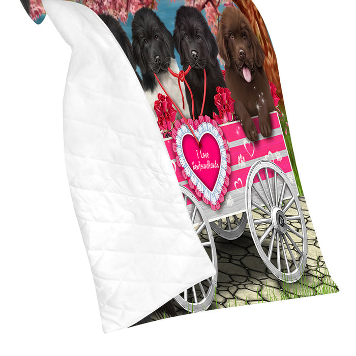 I Love Newfoundland Dogs in a Cart Quilt