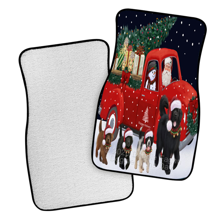 Christmas Express Delivery Red Truck Running Newfoundland Dogs Polyester Anti-Slip Vehicle Carpet Car Floor Mats  CFM49510