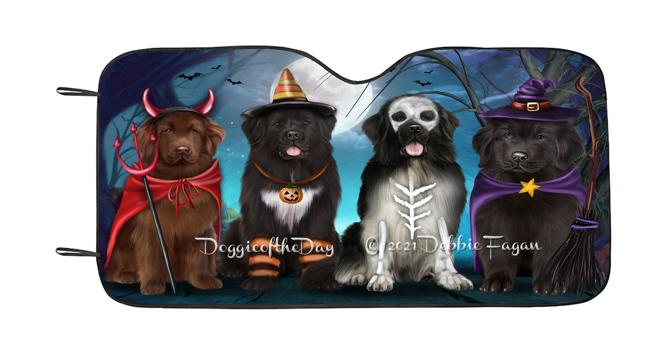 Happy Halloween Trick or Treat Newfoundland Dogs Car Sun Shade Cover Curtain