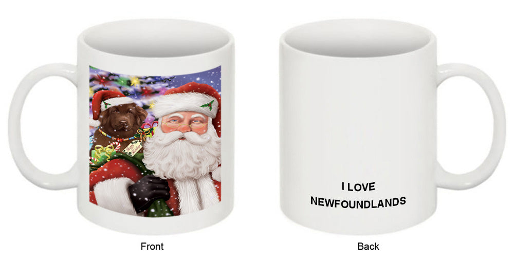Santa Carrying Newfoundland Dog and Christmas Presents Coffee Mug MUG50910