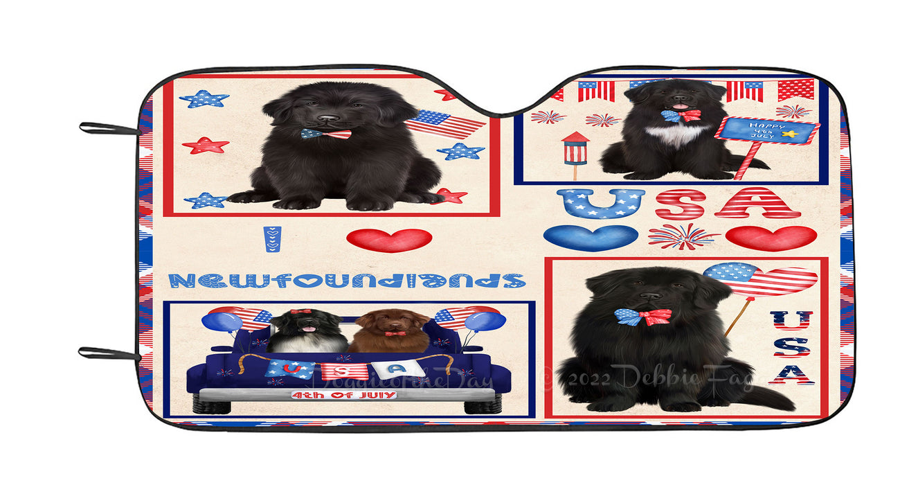 4th of July Independence Day I Love USA Newfoundlands Dogs Car Sun Shade Cover Curtain