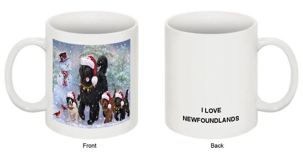Christmas Running Family Newfoundlands Dog Coffee Mug MUG50869