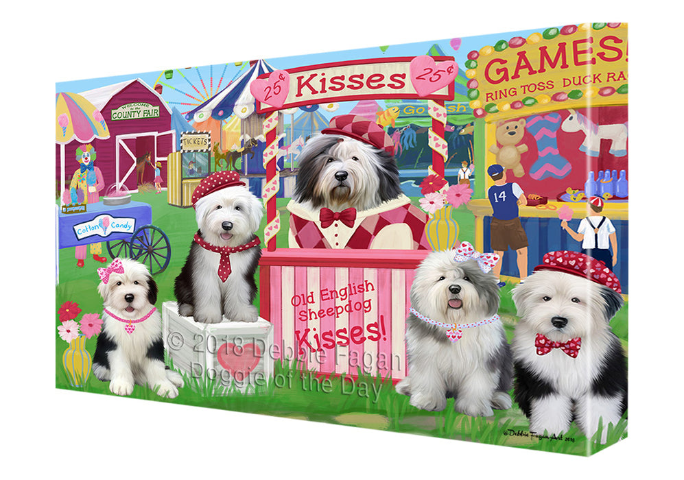 Carnival Kissing Booth Old English Sheepdogs Canvas Print Wall Art Décor CVS125414