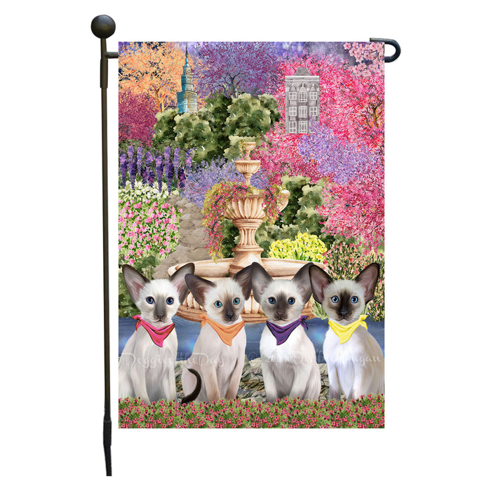 Oriental Blue-Point Siamese Cats Garden Flag: Explore a Variety of Designs, Weather Resistant, Double-Sided, Custom, Personalized, Outside Garden Yard Decor, Flags for Cat and Pet Lovers