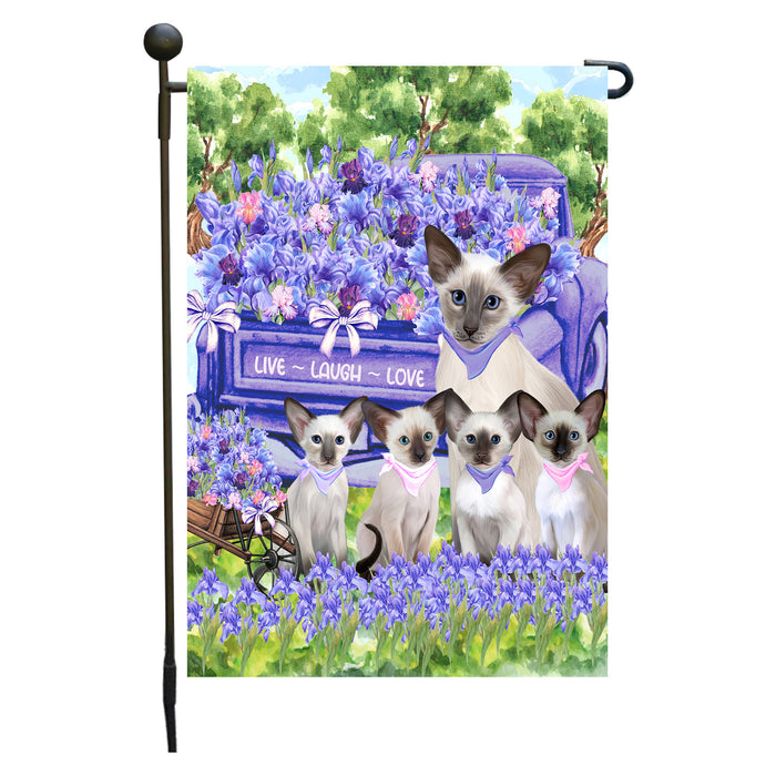 Oriental Blue-Point Siamese Cats Garden Flag for Cat and Pet Lovers, Explore a Variety of Designs, Custom, Personalized, Weather Resistant, Double-Sided, Outdoor Garden Yard Decoration