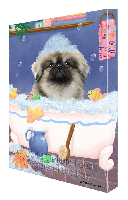 Rub A Dub Dog In A Tub Pekingese Dog Canvas Print Wall Art Décor CVS143144