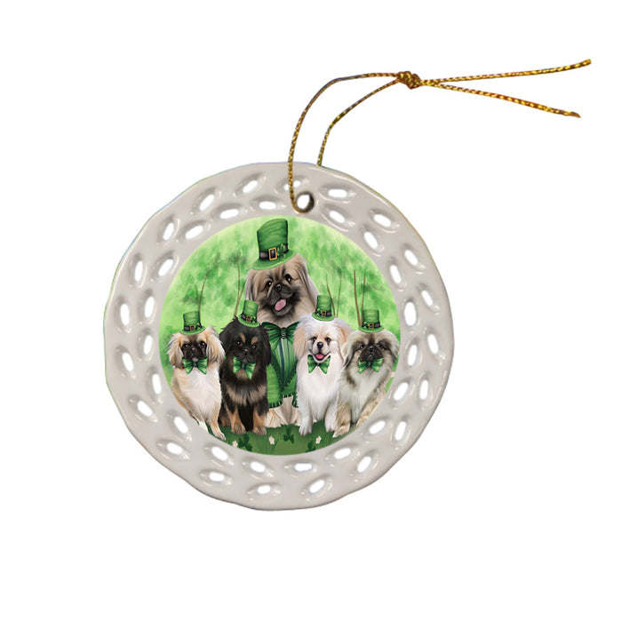 St. Patricks Day Irish Portrait Pekingeses Dog Ceramic Doily Ornament DPOR49334
