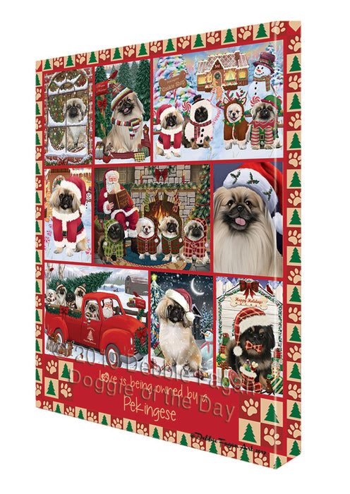 Love is Being Owned Christmas Pekingese Dog Canvas Wall Art - Premium Quality Ready to Hang Room Decor Wall Art Canvas - Unique Animal Printed Digital Painting for Decoration