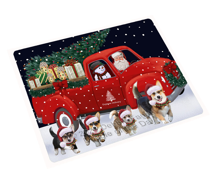 Christmas Express Delivery Red Truck Running Pembroke Welsh Corgi Dogs Cutting Board - Easy Grip Non-Slip Dishwasher Safe Chopping Board Vegetables C77848