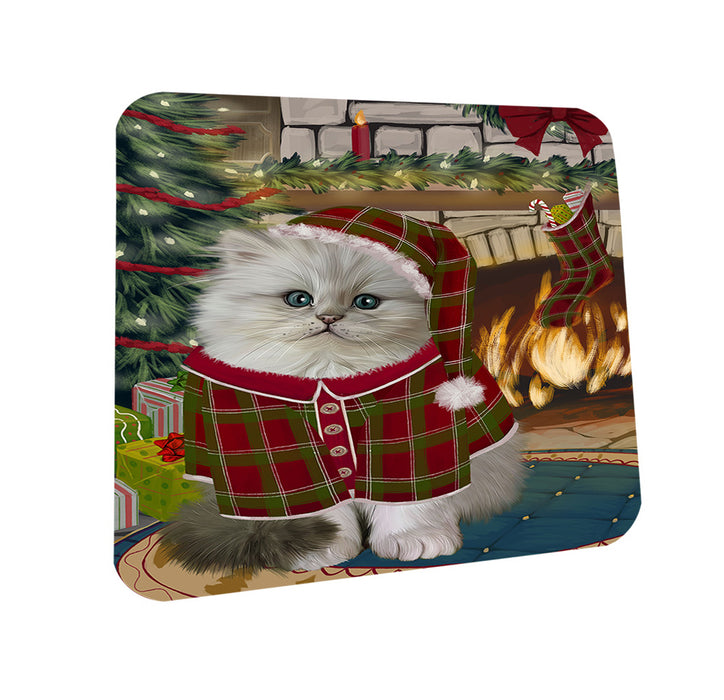The Stocking was Hung Persian Cat Coasters Set of 4 CST55515