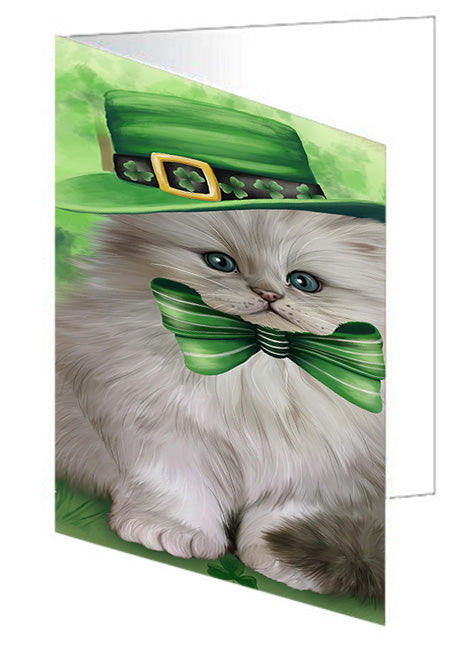 St. Patricks Day Irish Portrait Persian Cat Handmade Artwork Assorted Pets Greeting Cards and Note Cards with Envelopes for All Occasions and Holiday Seasons GCD52046