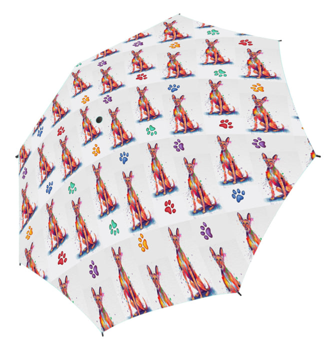 Watercolor Mini Pharaoh Hound DogsSemi-Automatic Foldable Umbrella