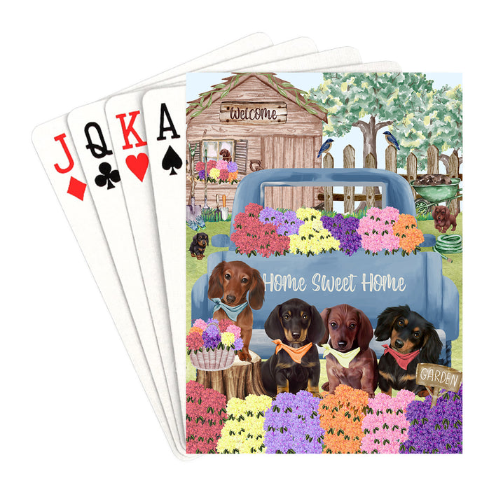 Rhododendron Home Sweet Home Garden Blue Truck Dachshund Dog on Playing Card Decks