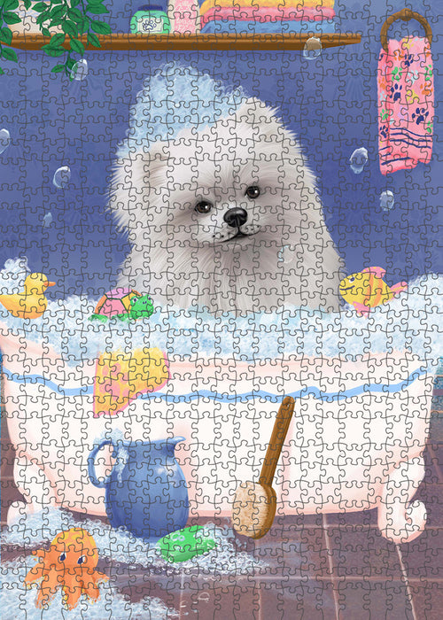 Rub A Dub Dog In A Tub Pomeranian Dog Portrait Jigsaw Puzzle for Adults Animal Interlocking Puzzle Game Unique Gift for Dog Lover's with Metal Tin Box PZL330