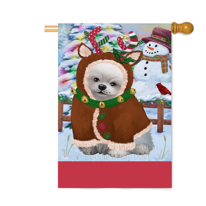 Personalized Gingerbread Candyfest Pomeranian Dog Custom House Flag FLG63906