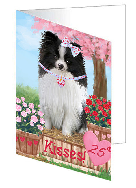 Rosie 25 Cent Kisses Pomeranian Dog Handmade Artwork Assorted Pets Greeting Cards and Note Cards with Envelopes for All Occasions and Holiday Seasons GCD72476