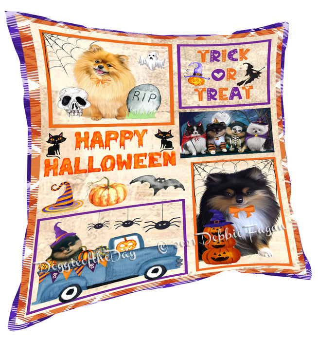Happy Halloween Trick or Treat Pomeranian Dogs Pillow with Top Quality High-Resolution Images - Ultra Soft Pet Pillows for Sleeping - Reversible & Comfort - Ideal Gift for Dog Lover - Cushion for Sofa Couch Bed - 100% Polyester, PILA88327
