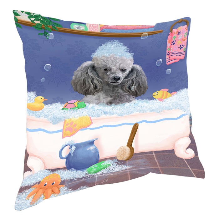 Rub A Dub Dog In A Tub Poodle Dog Pillow with Top Quality High-Resolution Images - Ultra Soft Pet Pillows for Sleeping - Reversible & Comfort - Ideal Gift for Dog Lover - Cushion for Sofa Couch Bed - 100% Polyester, PILA90721
