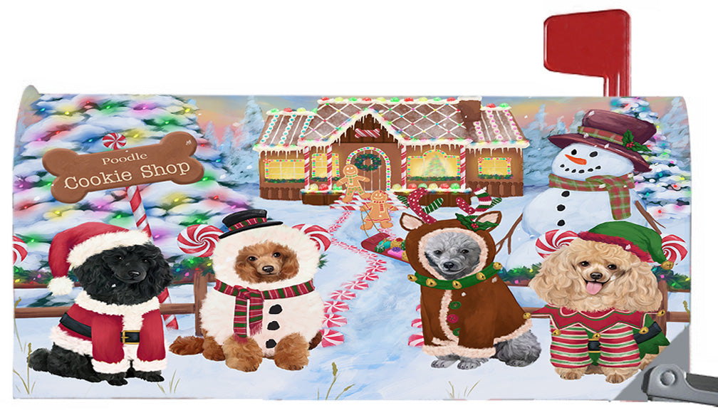 Christmas Holiday Gingerbread Cookie Shop Poodle Dogs 6.5 x 19 Inches Magnetic Mailbox Cover Post Box Cover Wraps Garden Yard Décor MBC49013