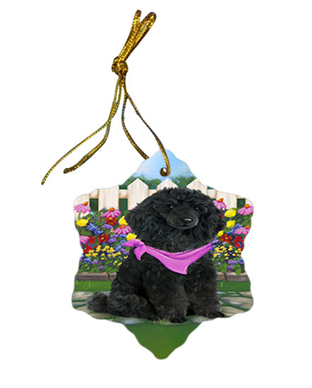 Spring Floral Poodle Dog Star Porcelain Ornament SPOR50201