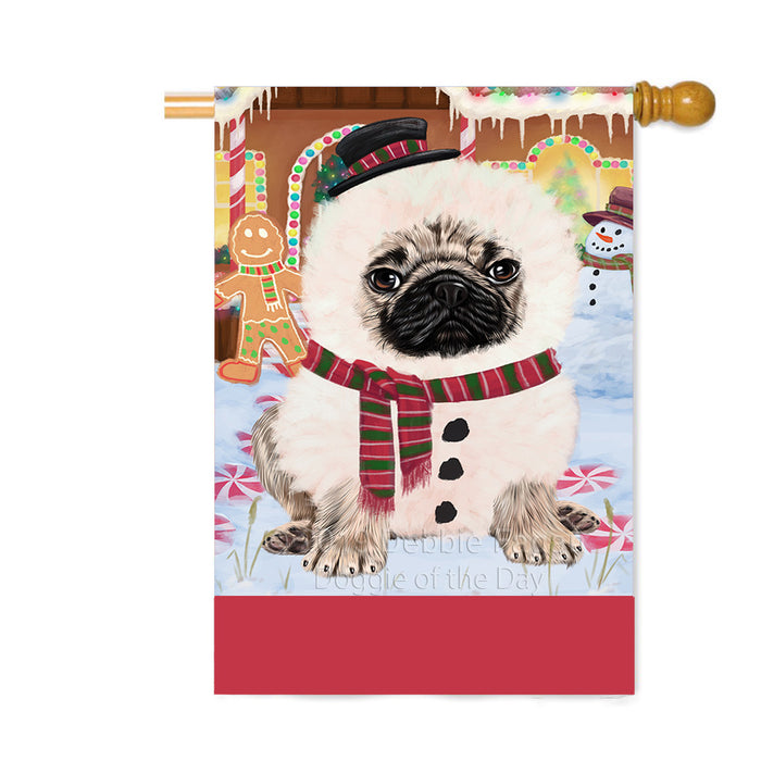 Personalized Gingerbread Candyfest Pug Dog Custom House Flag FLG63916