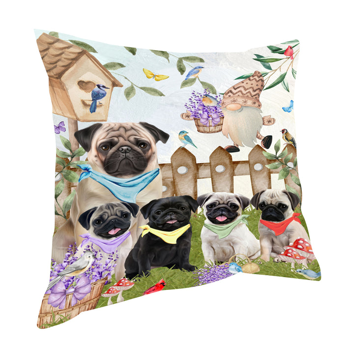 Pug Dogs Pillow: Explore a Variety of Designs, Custom, Personalized, Pet Cushion for Sofa Couch Bed, Halloween Gift for Dog Lovers