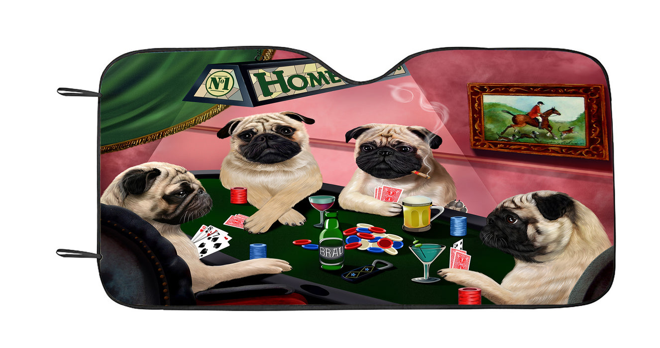 Home of  Pug Dogs Playing Poker Car Sun Shade