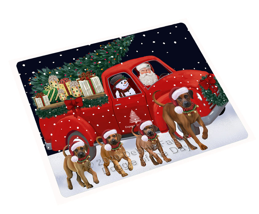 Christmas Express Delivery Red Truck Running Rhodesian Ridgeback Dogs Cutting Board - Easy Grip Non-Slip Dishwasher Safe Chopping Board Vegetables C77869