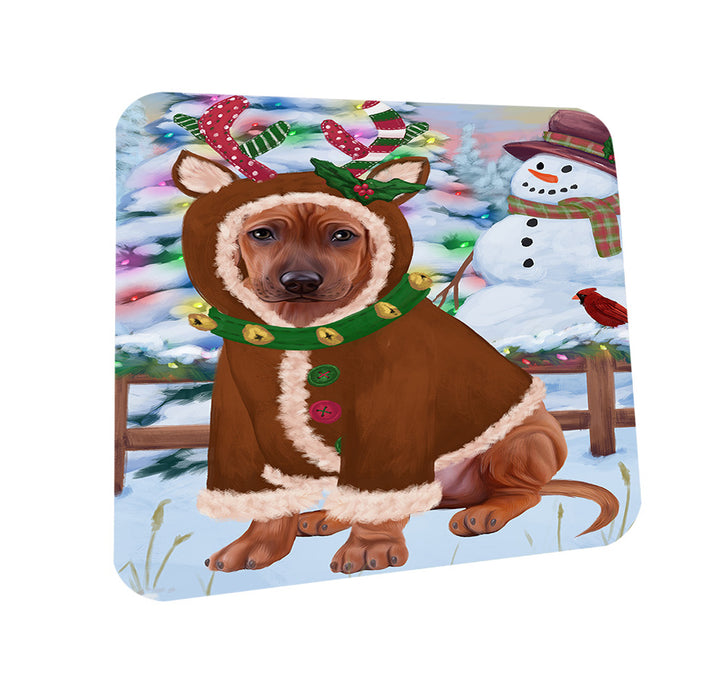 Christmas Gingerbread House Candyfest Rhodesian Ridgeback Dog Coasters Set of 4 CST56453