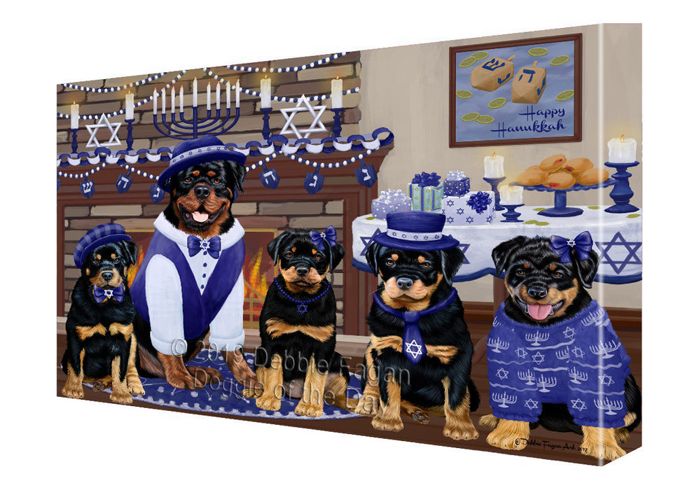 Happy Hanukkah Family Rottweiler Dogs Canvas Print Wall Art Décor CVS144188