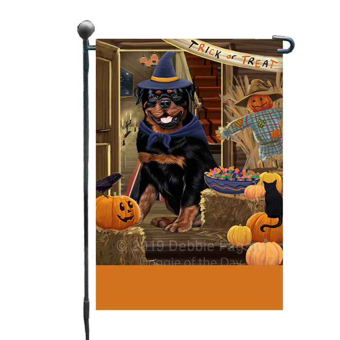 Personalized Enter at Own Risk Trick or Treat Halloween Rottweiler Dog Custom Garden Flags GFLG-DOTD-A59694