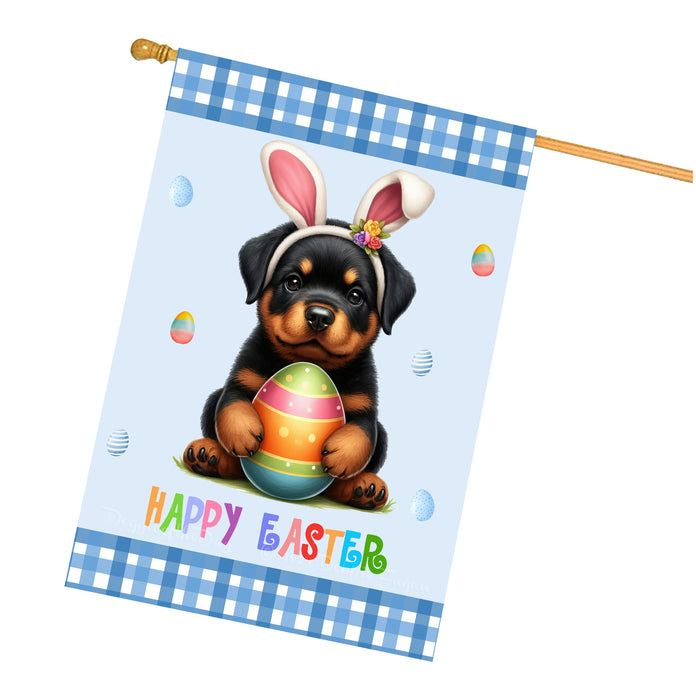 Rottweilers Dog Easter Day House Flags with Multi Design - Double Sided Easter Festival Gift for Home Decoration  - Holiday Dogs Flag Decor 28" x 40"