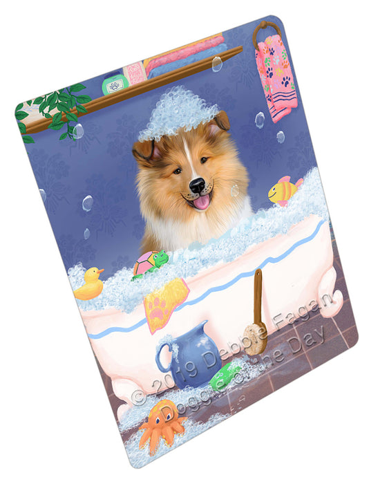 Rub A Dub Dog In A Tub Rough Collie Dog Cutting Board - For Kitchen - Scratch & Stain Resistant - Designed To Stay In Place - Easy To Clean By Hand - Perfect for Chopping Meats, Vegetables, CA81828